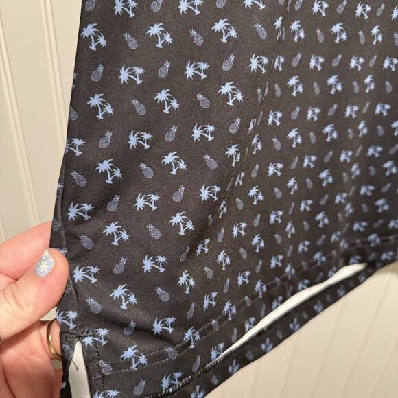 Straight Down Performance Golf Polo Tropical Palm Trees Pineapple Mens Large - Picture 2 of 6